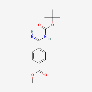 molecular formula C14H18N2O4 B8816387 methyl 4-(N-(tert-butoxycarbonyl)carbamimidoyl)benzoate 