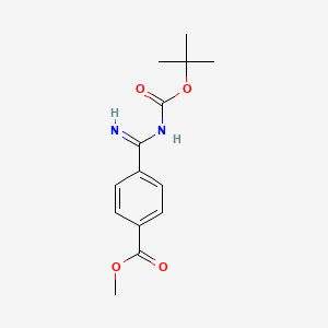 molecular formula C14H18N2O4 B8816387 Methyl 4-(N-(tert-butoxycarbonyl)-carbAmimidoyl)benzoate 