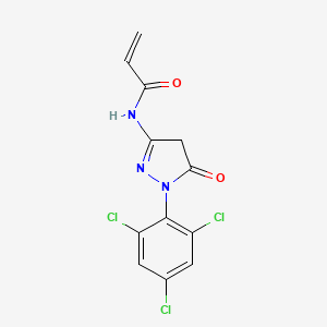 molecular formula C12H8Cl3N3O2 B8816699 N-[5-oxo-1-(2,4,6-trichlorophenyl)-4H-pyrazol-3-yl]prop-2-enamide 