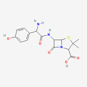 molecular formula C16H19N3O5S B8816776 6-{[Amino(4-hydroxyphenyl)acetyl]amino}-3,3-dimethyl-7-oxo-4-thia-1-azabicyclo[3.2.0]heptane-2-carboxylic acid 
