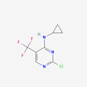 molecular formula C8H7ClF3N3 B8816976 2-chloro-N-cyclopropyl-5-(trifluoromethyl)pyrimidin-4-amine 