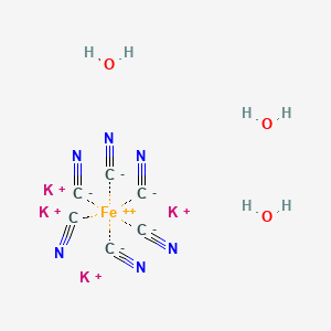 molecular formula C6H6FeK4N6O3 B8817123 Ferrate(4-), hexakis(cyano-kappaC)-, potassium, hydrate (1:4:3), (OC-6-11)- 
