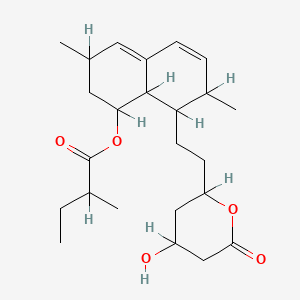molecular formula C24H36O5 B8817221 8-[2-(4-hydroxy-6-oxooxan-2-yl)ethyl]-3,7-dimethyl-1,2,3,7,8,8a-hexahydronaphthalen-1-yl 2-methylbutanoate 