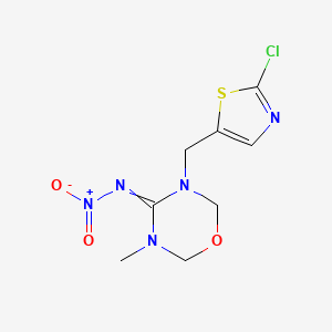 molecular formula C8H10ClN5O3S B8817583 n-(3-((2-Chlorothiazol-5-yl)methyl)-5-methyl-1,3,5-oxadiazinan-4-ylidene)nitramide 