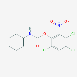molecular formula C13H13Cl3N2O4 B088198 Phenol, 2-nitro-3,4,6-trichloro-, cyclohexylcarbamate CAS No. 14572-54-4