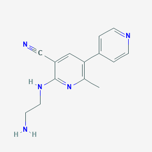 molecular formula C14H15N5 B008824 2-(2-Aminoethylamino)-6-methyl-5-pyridin-4-ylpyridine-3-carbonitrile CAS No. 108611-20-7
