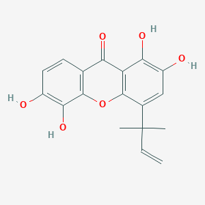 molecular formula C18H16O6 B088338 1,2,5,6-四羟基-4-(2-甲基丁-3-EN-2-基)黄嘌呤-9-酮 CAS No. 13586-27-1
