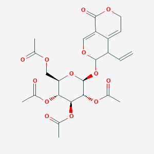 molecular formula C24H28O13 B088469 (5R-trans)-5,6-Dihydro-6-((2,3,4,6-tetra-O-acetyl-beta-D-glucopyranosyl)oxy)-5-vinyl-1H,3H-pyrano(3,4-c)pyran-1-one CAS No. 11019-08-2