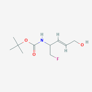 molecular formula C10H18FNO3 B008847 Carbamic acid, [1-(fluoromethyl)-4-hydroxy-2-butenyl]-, 1,1-dimethylethyl ester, CAS No. 102420-42-8