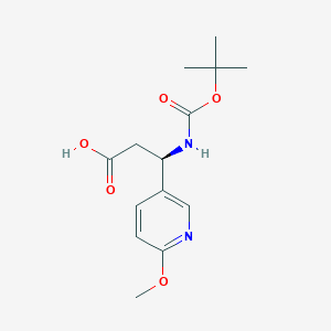 molecular formula C14H20N2O5 B088489 (R)-3-((tert-Butoxycarbonyl)amino)-3-(6-methoxypyridin-3-yl)propanoic acid CAS No. 1212298-83-3