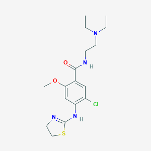 molecular formula C17H25ClN4O2S B008849 Benzamide, 5-chloro-N-(2-(diethylamino)ethyl)-4-((4,5-dihydro-2-thiazolyl)amino)-2-methoxy- CAS No. 111049-32-2