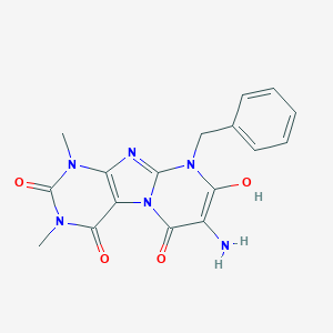 molecular formula C17H16N6O4 B008861 7-Amino-9-benzyl-8-hydroxy-1,3-dimethylpurino[7,8-a]pyrimidine-2,4,6-trione CAS No. 102212-59-9