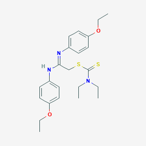 molecular formula C23H31N3O2S2 B008867 Carbamodithioic acid, diethyl-, 2-((4-ethoxyphenyl)amino)-2-((4-ethoxyphenyl)imino)ethyl ester CAS No. 105858-95-5