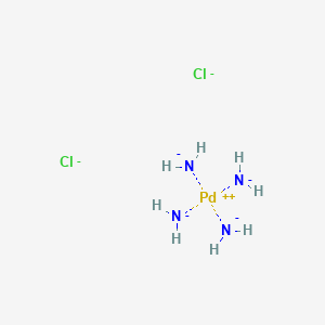 molecular formula Cl2H8N4Pd-4 B088760 Palladium(2+), tetraammine-, dichloride, (SP-4-1)- CAS No. 13815-17-3