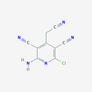molecular formula C9H4ClN5 B008880 2-Amino-6-chloro-4-(cyanomethyl)pyridine-3,5-dicarbonitrile CAS No. 19858-57-2