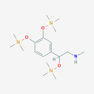 molecular formula C18H37NO3Si3 B088810 N-Methyl-beta,3,4-tris(trimethylsiloxy)benzeneethanamine CAS No. 10538-85-9