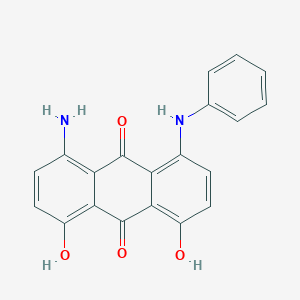 molecular formula C20H14N2O4 B088866 9,10-蒽醌，1-氨基-4,5-二羟基-8-(苯氨基)- CAS No. 12223-10-8