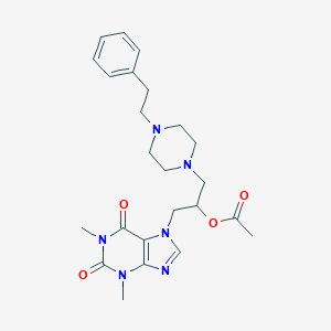 molecular formula C24H32N6O4 B008909 Theophylline, 7-(2-acetoxy-3-(4-phenethyl-1-piperazinyl)propyl)- CAS No. 19977-18-5