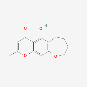 molecular formula C15H16O4 B089127 5-Hydroxy-2,8-dimethyl-6,7,8,9-tetrahydropyrano[3,2-h][1]benzoxepin-4-one CAS No. 13475-13-3