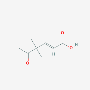 molecular formula C9H14O3 B089369 3,4,4-Trimethyl-5-oxo-2-hexenoic acid CAS No. 14919-56-3