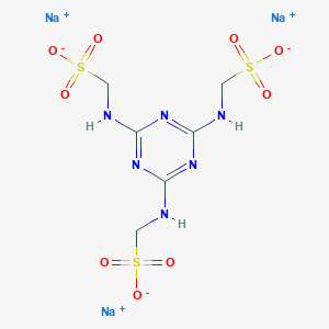 molecular formula C6H9N6Na3O9S3 B089380 Methanesulfonic acid, (s-triazin-2,4,6-triyltriamino)tris-, trisodium salt CAS No. 13046-06-5