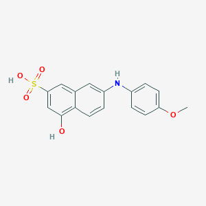 molecular formula C17H15NO5S B089492 4-Hydroxy-7-[(4-methoxyphenyl)amino]naphthalen-2-sulphonic acid CAS No. 118-51-4
