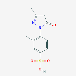 molecular formula C11H12N2O4S B089521 苯磺酸，4-(4,5-二氢-3-甲基-5-氧代-1H-吡唑-1-基)-3-甲基- CAS No. 118-07-0
