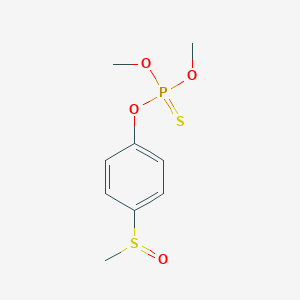 molecular formula C9H13O4PS2 B089788 Phosphorothioic acid, O,O-dimethyl O-(p-(methylsulfinyl)phenyl) ester CAS No. 115-91-3