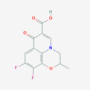 molecular formula C13H9F2NO4 B008982 6,7-Difluoro-3-methyl-10-oxo-4-oxa-1-azatricyclo[7.3.1.05,13]trideca-5(13),6,8,11-tetraene-11-carboxylic acid CAS No. 107358-77-0