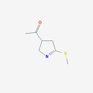 molecular formula C7H11NOS B008992 Ethanone, 1-[3,4-dihydro-5-(methylthio)-2H-pyrrol-3-yl]-(9CI) CAS No. 107942-26-7
