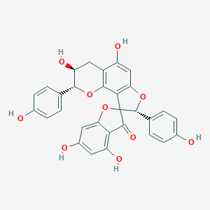 molecular formula C30H22O10 B008995 (2'R,3'S,8'R)-3',4,5',6-tetrahydroxy-2',8'-bis(4-hydroxyphenyl)spiro[1-benzofuran-2,9'-2,3,4,8-tetrahydrofuro[2,3-h]chromene]-3-one CAS No. 111103-90-3