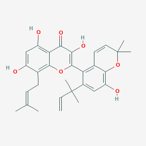 molecular formula C30H32O7 B008998 3,5,7-Trihydroxy-2-[8-hydroxy-2,2-dimethyl-6-(2-methylbut-3-en-2-yl)chromen-5-yl]-8-(3-methylbut-2-enyl)chromen-4-one CAS No. 104494-30-6