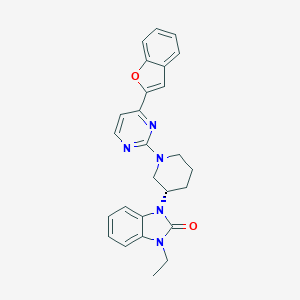 molecular formula C26H25N5O2 B090038 1-{(3s)-1-[4-(1-Benzofuran-2-Yl)pyrimidin-2-Yl]piperidin-3-Yl}-3-Ethyl-1,3-Dihydro-2h-Benzimidazol-2-One CAS No. 1304778-15-1