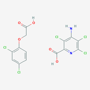 molecular formula C14H9Cl5N2O5 B009055 4-Amino-3,5,6-trichloro-pyridine-2-carboxylic acid; 2-(2,4-dichlorophenoxy)acetic acid CAS No. 101239-75-2