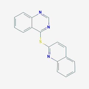 molecular formula C17H11N3S B009061 Quinazoline, 4-(2-quinolinylthio)- CAS No. 102244-03-1