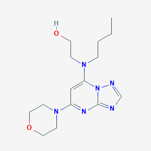 molecular formula C15H24N6O2 B009068 2-[Butyl[5-(4-morpholinyl)[1,2,4]triazolo[1,5-a]pyrimidin-7-yl]amino]ethanol CAS No. 100557-08-2