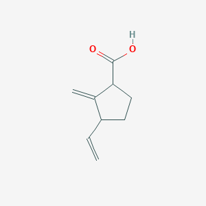 molecular formula C9H12O2 B009069 Cyclopentanecarboxylicacid, 3-ethenyl-2-methylene- CAS No. 108451-43-0