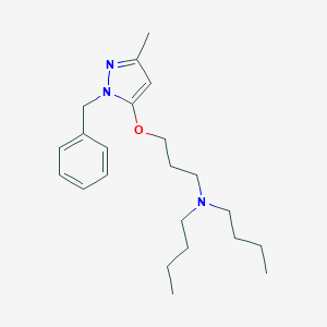 molecular formula C22H35N3O B090712 Pyrazole, 1-benzyl-5-(3-(dibutylamino)propoxy)-3-methyl- CAS No. 19477-46-4