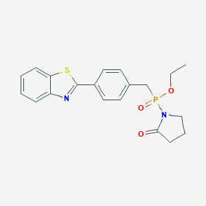 molecular formula C20H21N2O3PS B009079 Ethyl (4-benzothiazol-2-ylbenzyl)(2-oxopyrrolidino)phosphinate CAS No. 104608-36-8