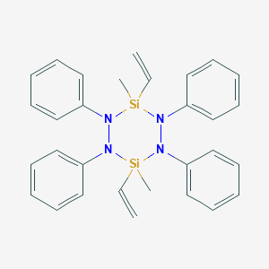 molecular formula C30H32N4Si2 B090799 3,6-Bis(ethenyl)-3,6-dimethyl-1,2,4,5-tetraphenyl-1,2,4,5,3,6-tetrazadisilinane CAS No. 17082-85-8