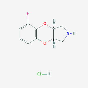 molecular formula C10H11ClFNO2 B009084 Fluparoxan hydrochloride anhydrous CAS No. 105227-44-9