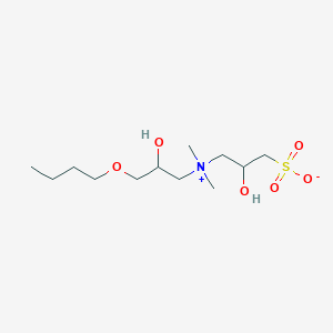 molecular formula C12H27NO6S B009094 1-Propanaminium, 3-butoxy-2-hydroxy-N-(2-hydroxy-3-sulfopropyl)-N,N-dimethyl-, inner salt CAS No. 108797-84-8