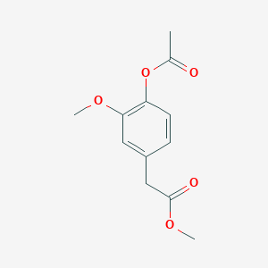 molecular formula C12H14O5 B090956 Benzeneacetic acid, 4-(acetyloxy)-3-methoxy-, methyl ester CAS No. 15964-86-0
