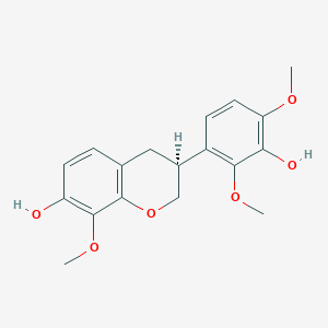molecular formula C18H20O6 B091278 (3S)-3-(3-hydroxy-2,4-dimethoxyphenyl)-8-methoxy-3,4-dihydro-2H-1-benzopyran-7-ol CAS No. 17934-04-2