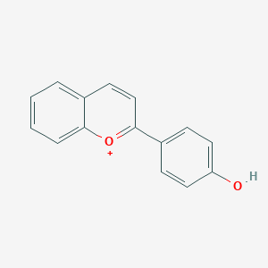 molecular formula C15H11O2+ B091337 4-Chromenylium-2-ylphenol CAS No. 15896-53-4