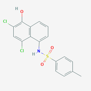 molecular formula C17H13Cl2NO3S B091340 Benzenesulfonamide, N-(6,8-dichloro-5-hydroxy-1-naphthalenyl)-4-methyl- CAS No. 129-41-9