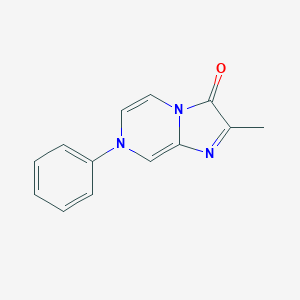 molecular formula C13H11N3O B009152 Imidazo(1,2-a)pyrazin-3(7H)-one, 2-methyl-7-phenyl- CAS No. 102146-00-9