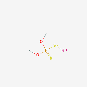 molecular formula C2H6KO2PS2 B091557 Phosphorodithioic acid, O,O-dimethyl ester, potassium salt (1:1) CAS No. 16001-68-6