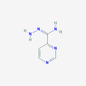 molecular formula C5H7N5 B091599 N-aminopyrimidine-4-carboximidamide CAS No. 18091-46-8