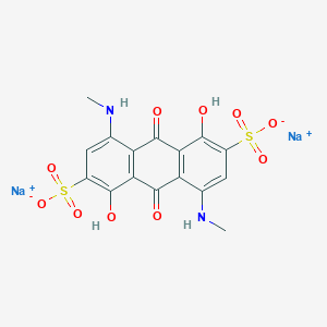 molecular formula C16H12N2Na2O10S2 B091634 Disodium 9,10-dihydro-1,5-dihydroxy-4,8-bis(methylamino)-9,10-dioxoanthracene-2,6-disulphonate CAS No. 16673-13-5